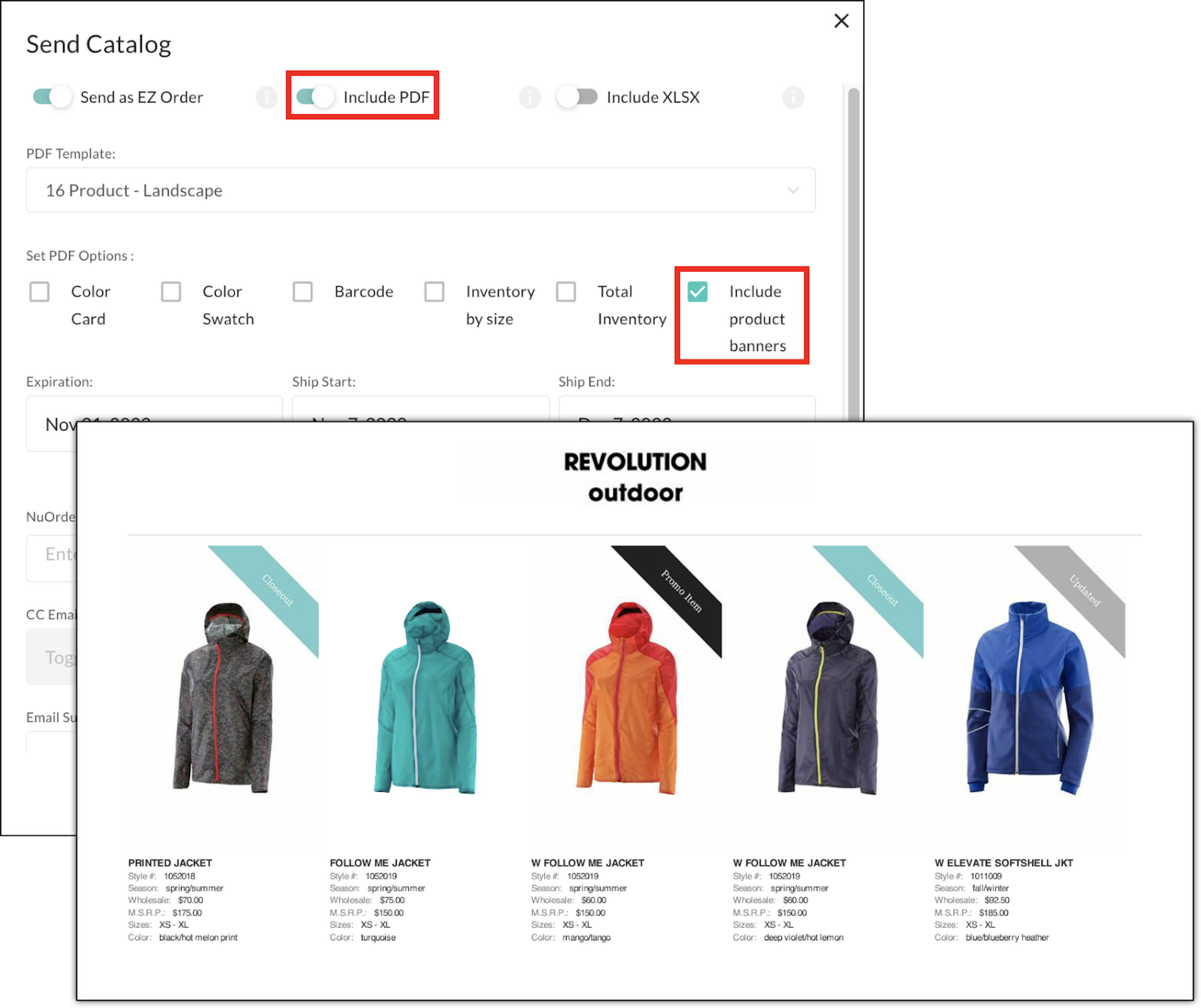 Product banners on emails.