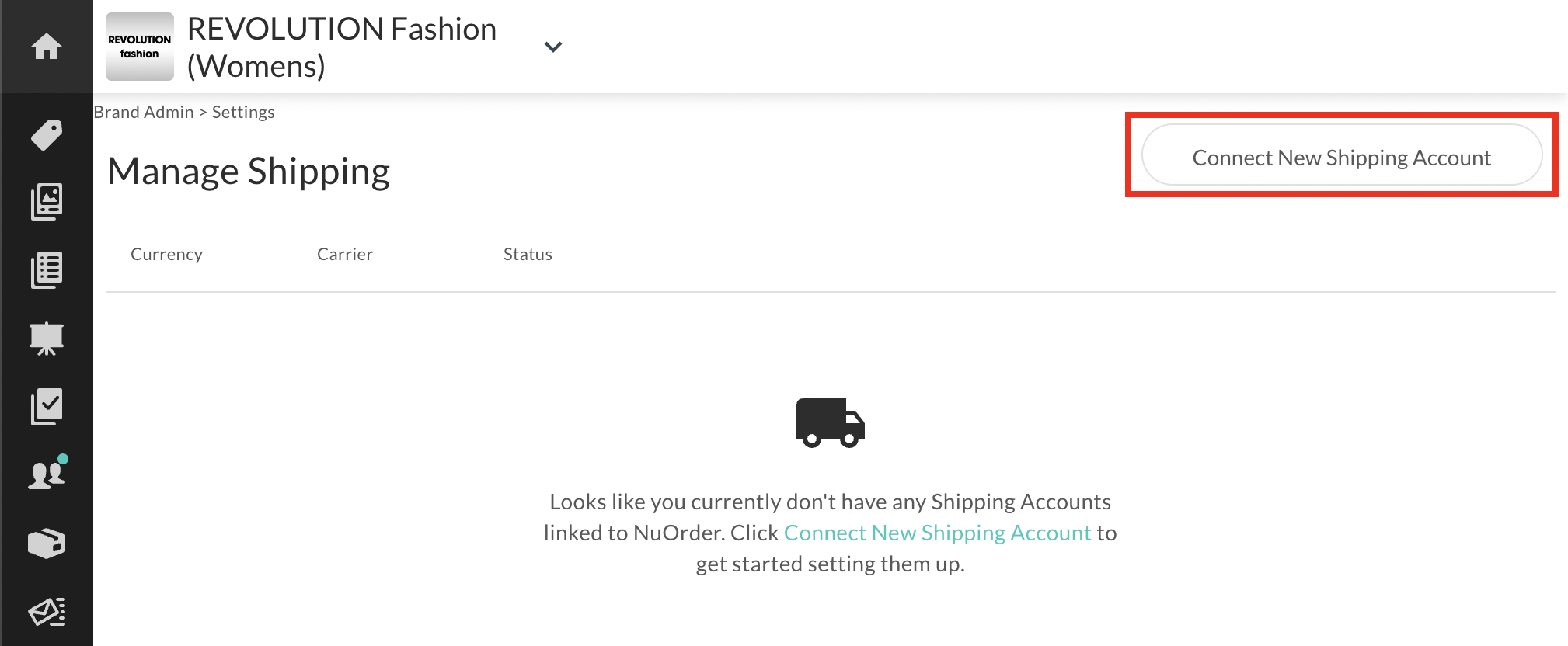 Connect new shipping account.