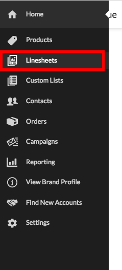Access Linesheets from the left navigation menu.