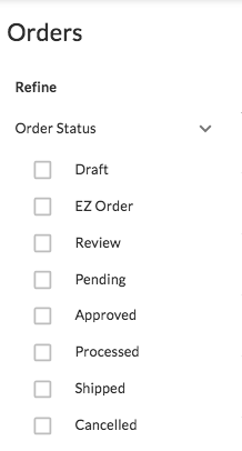 Order status options.