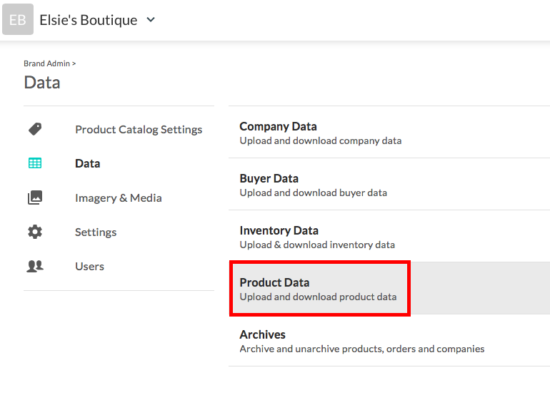 Access Product Data from Settings.