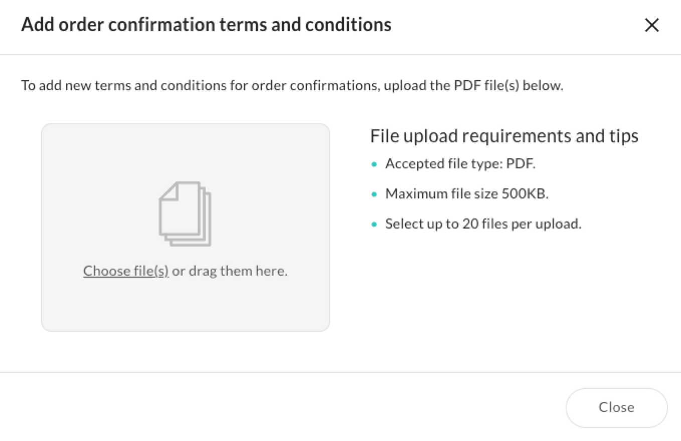Add order confirmation terms and conditions.