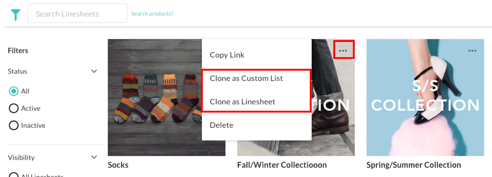 Linesheet example.