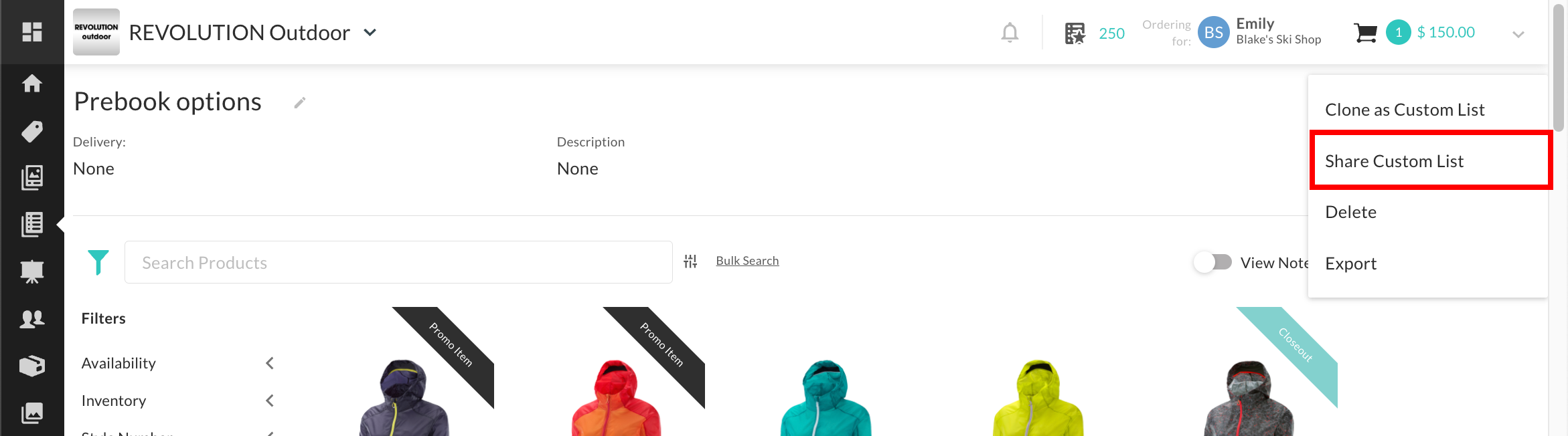 Share from a Custom List.