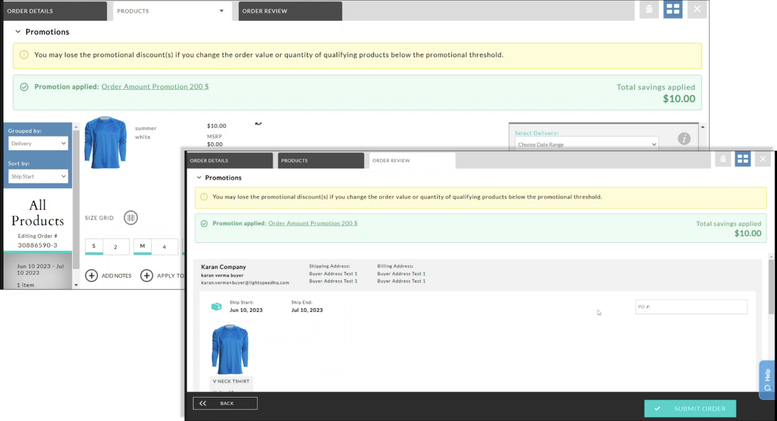 Edit a Split Order with a Promotion.