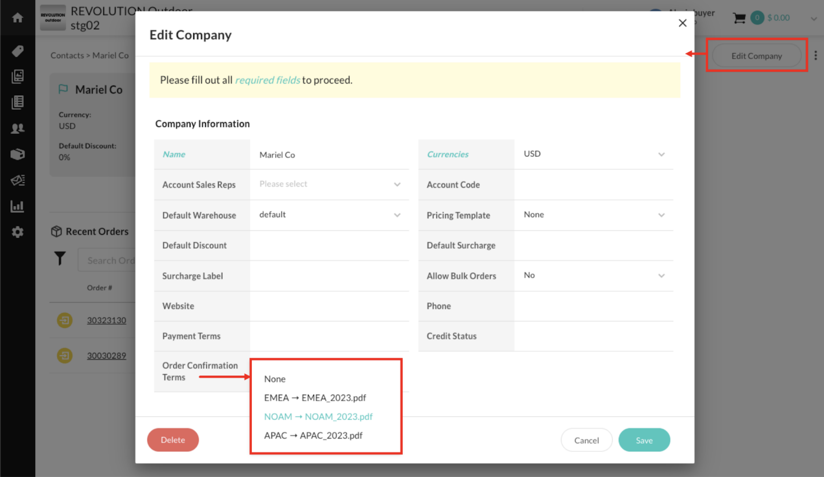 Order confirmation terms and conditions – NuORDER Help Desk Home
