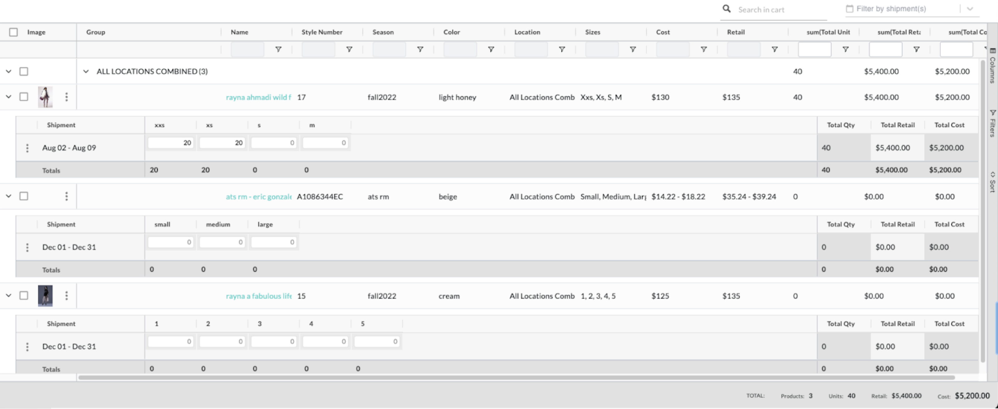 Sizing View.