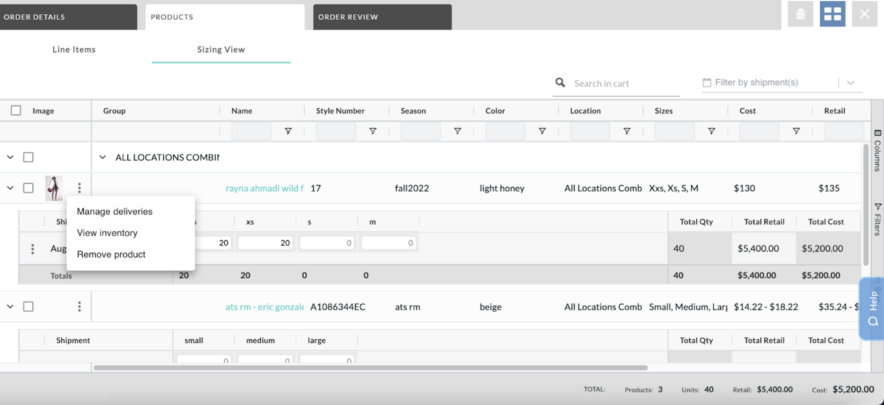 Manage products.