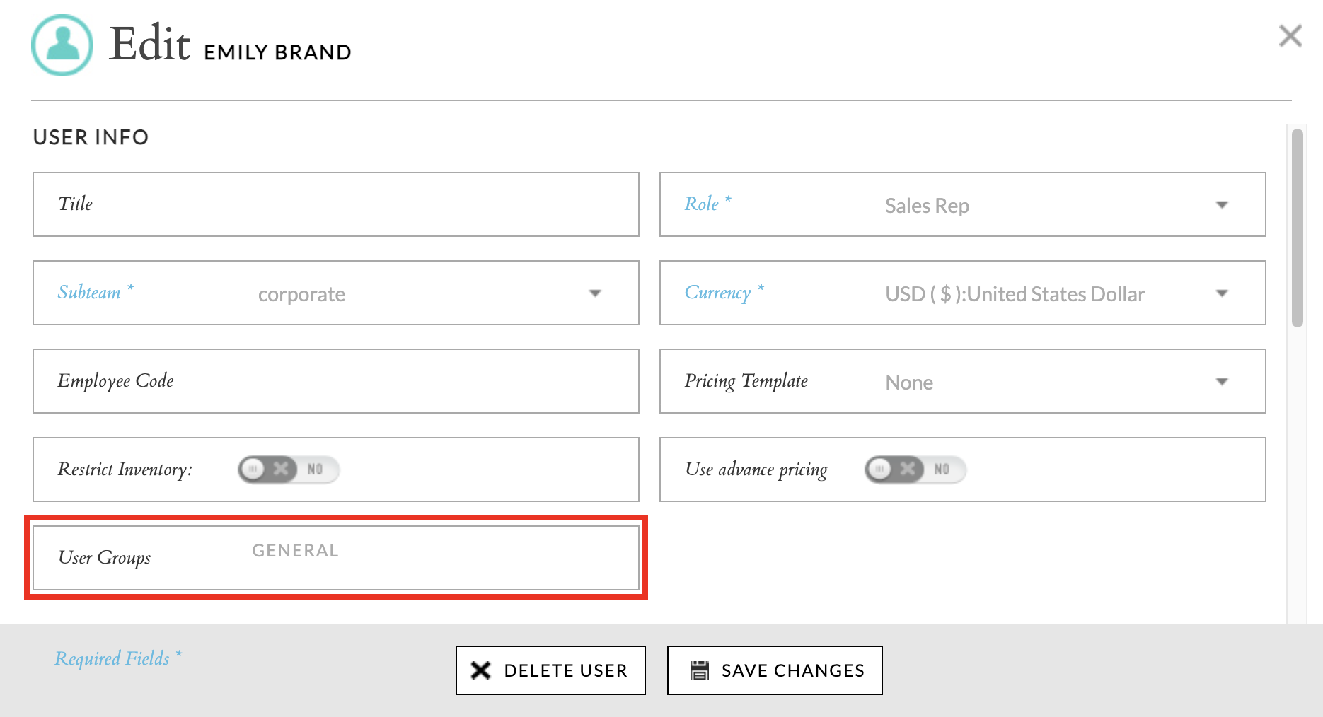 Assign User Group to brand user.