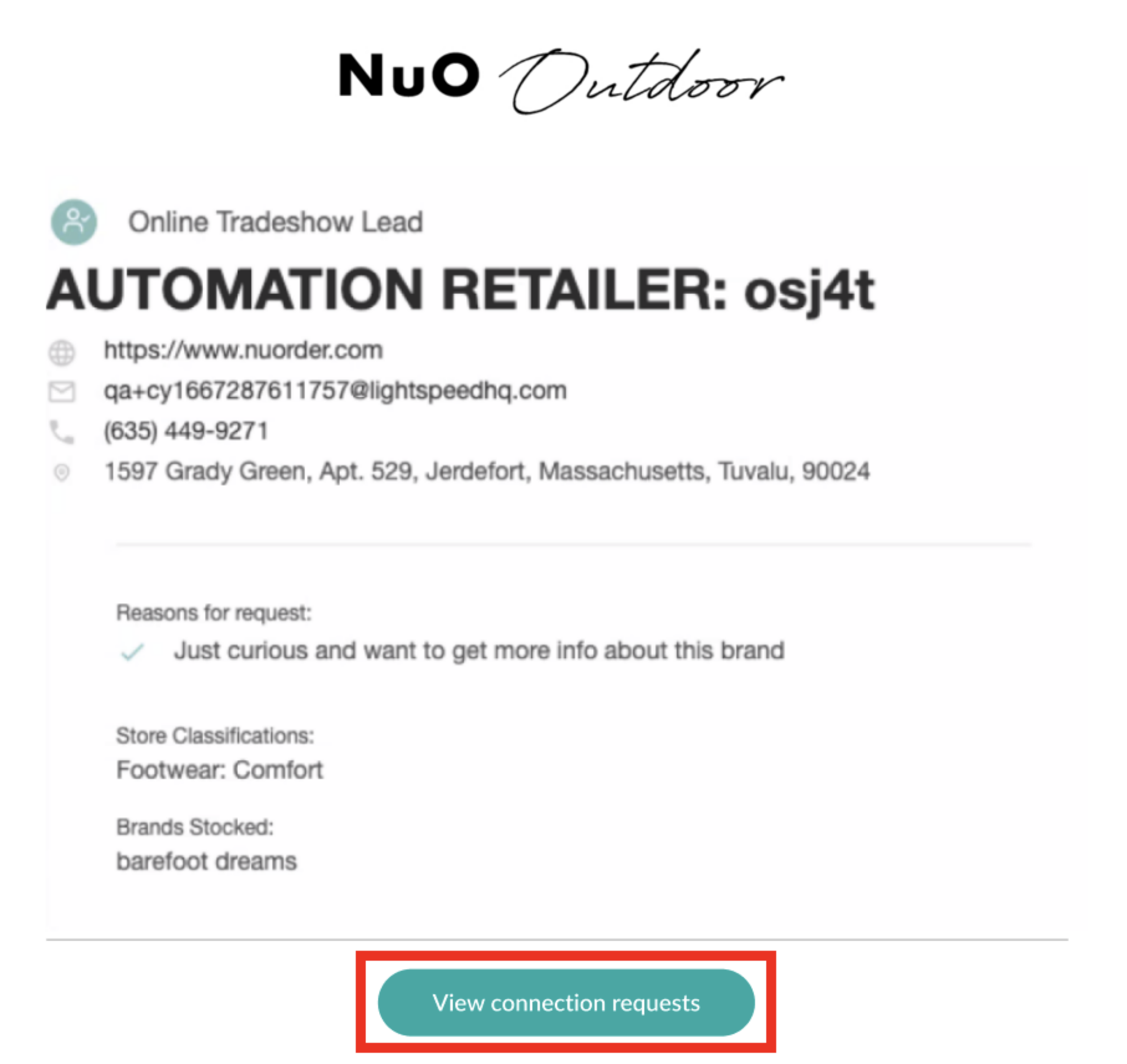 Connection request email.