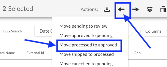 Move to processed to approved.
