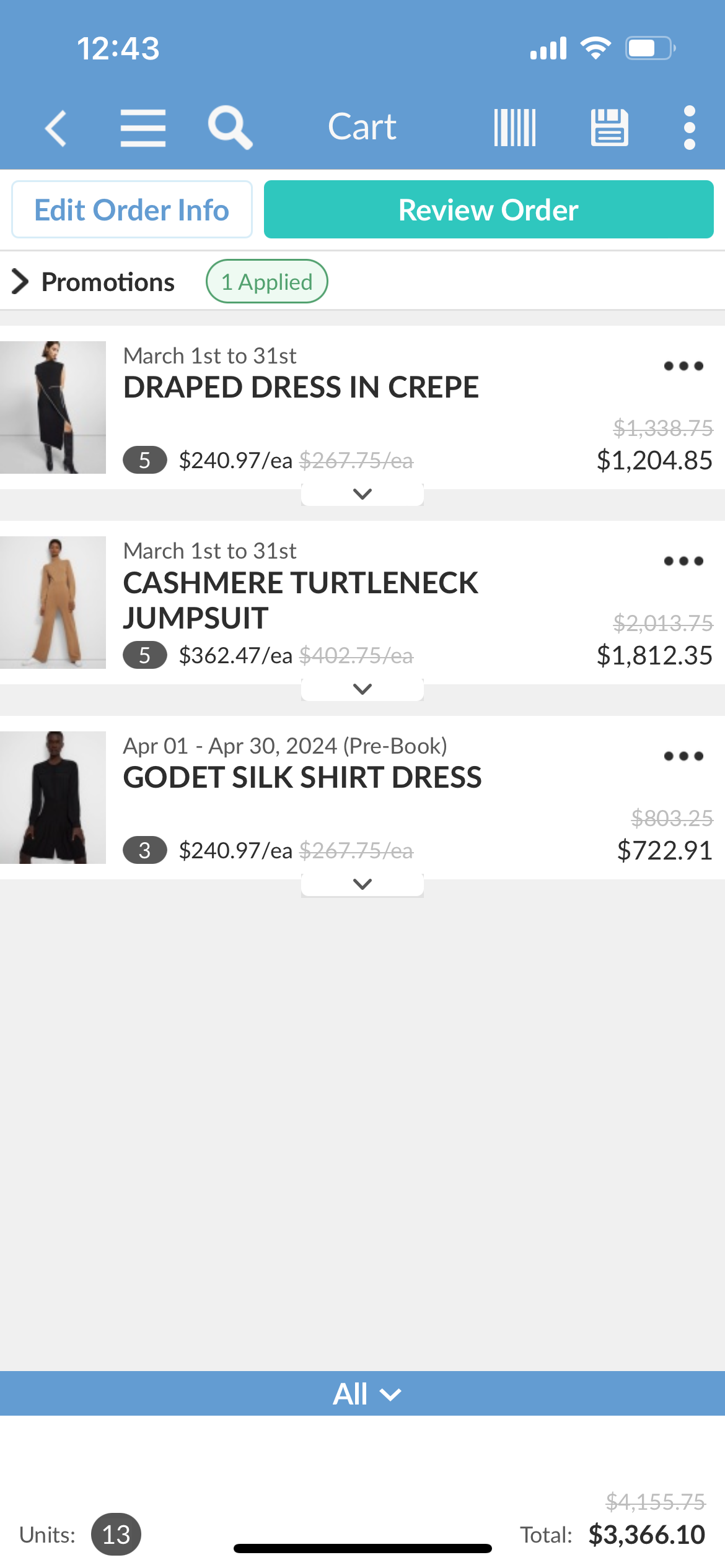 Submit order 1.
