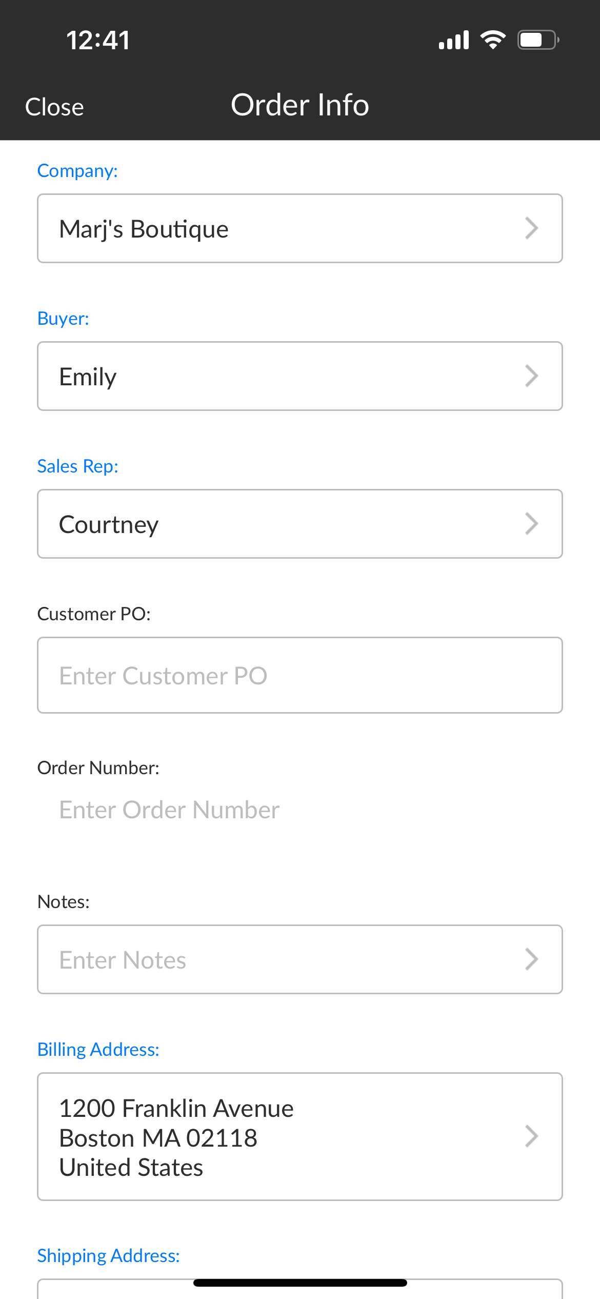 Submit order 3.