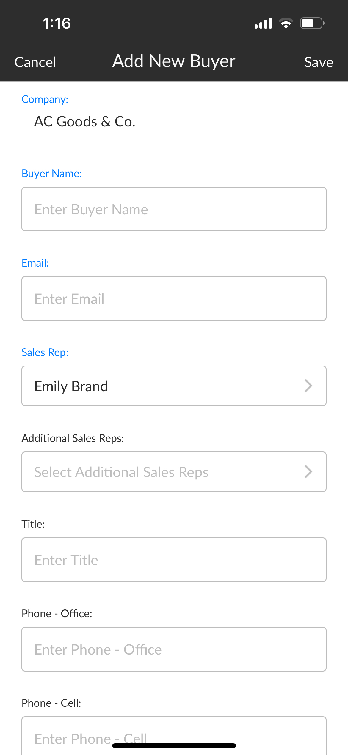 Add new buyer.
