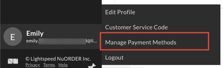 Manage payment methods.