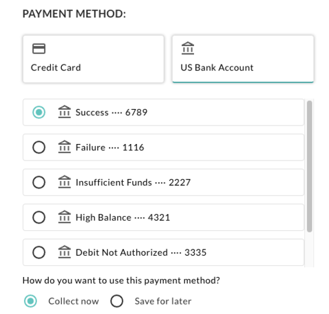 Select a bank account.