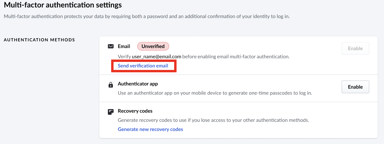 Send verification email.