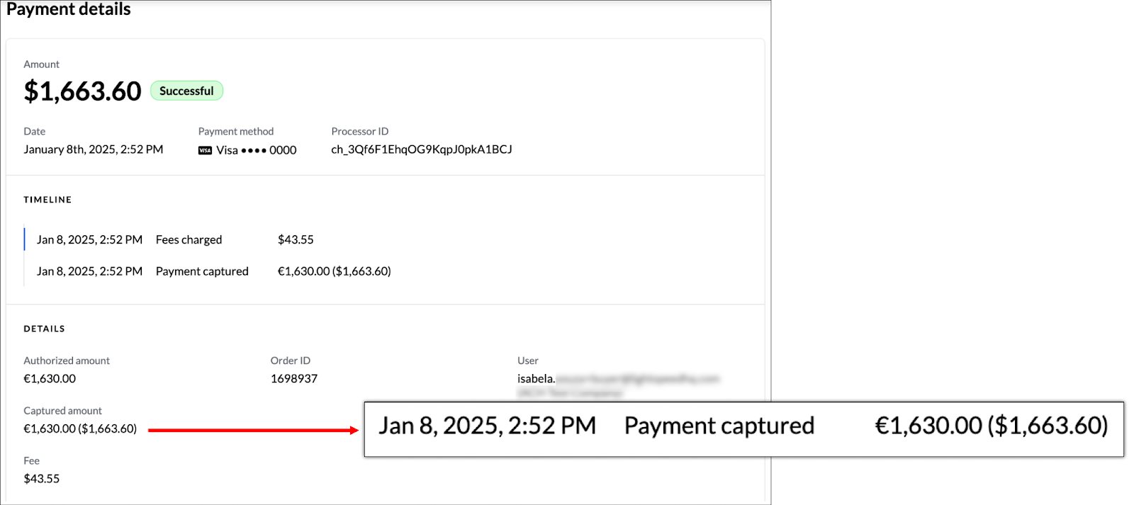 Image of an example transaction with multiple currencies.