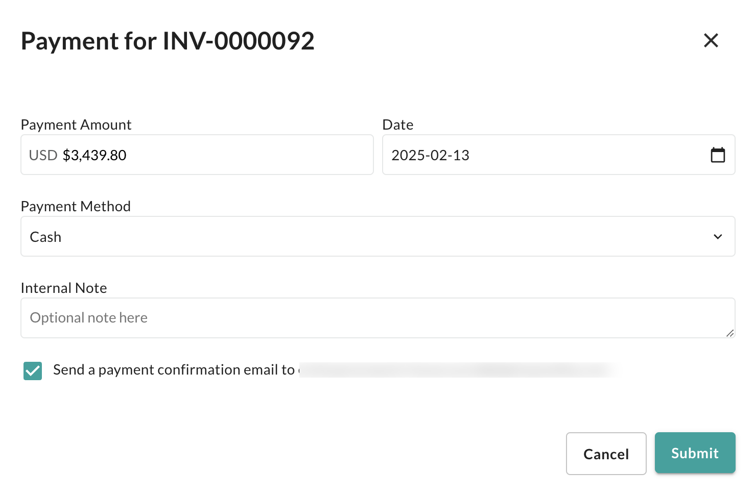 Image for the record a payment window.