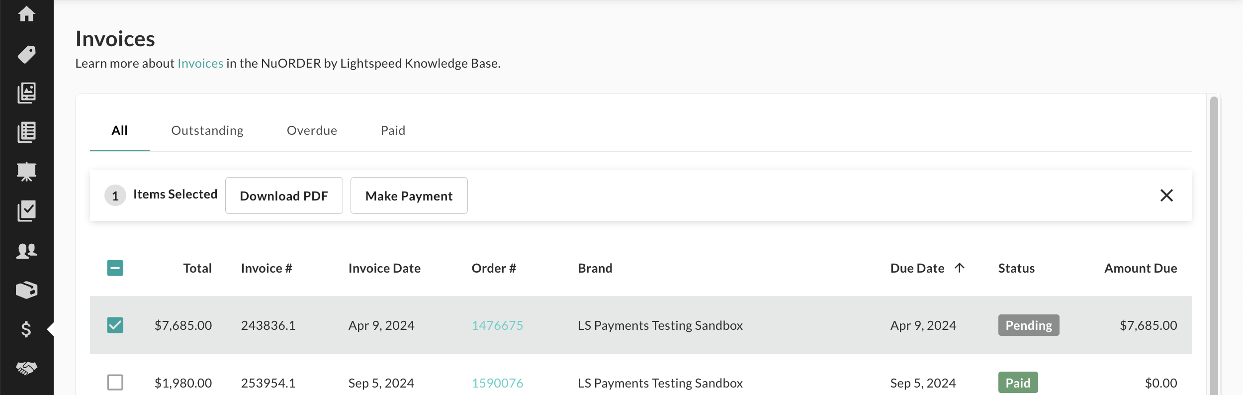 Image of a selected invoice.