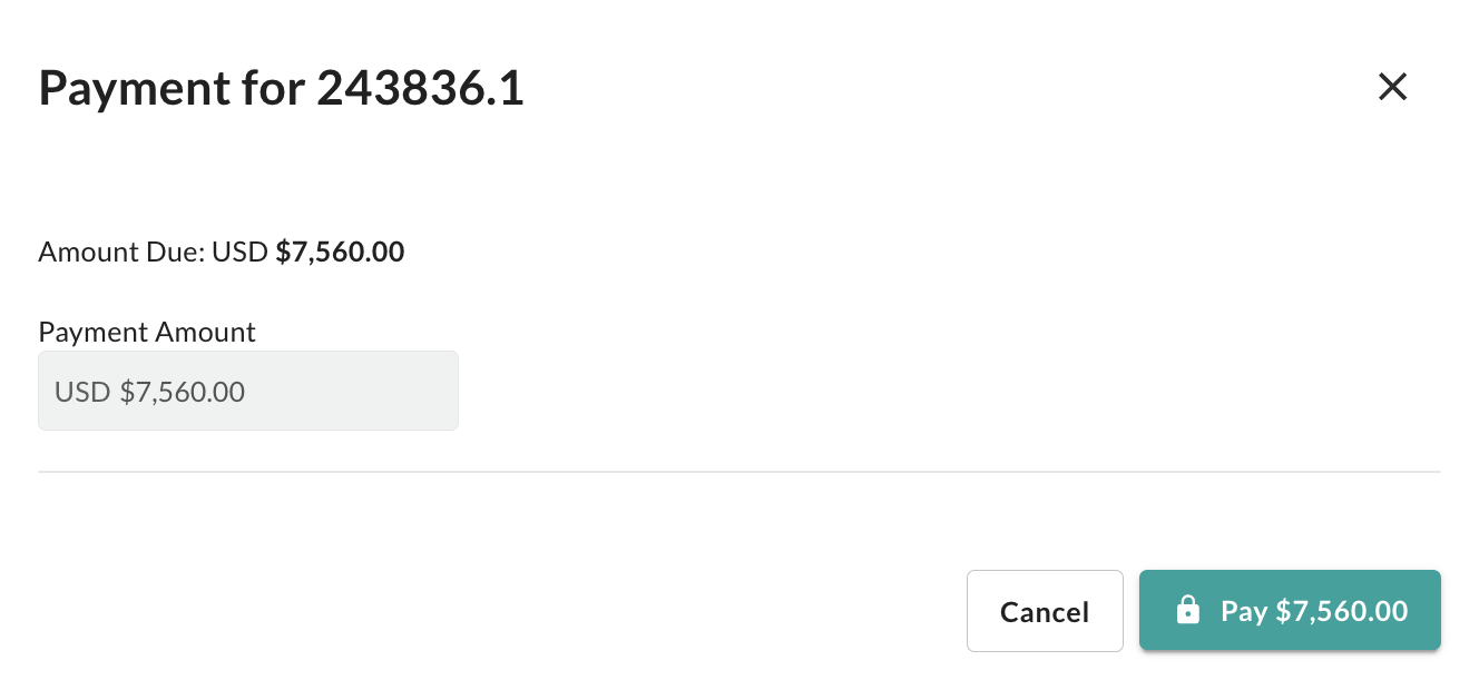 Image of the payment window.