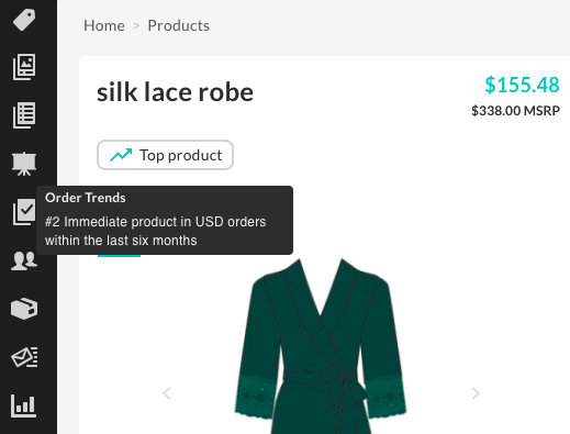 Image of Order Trends in the Product Details page.