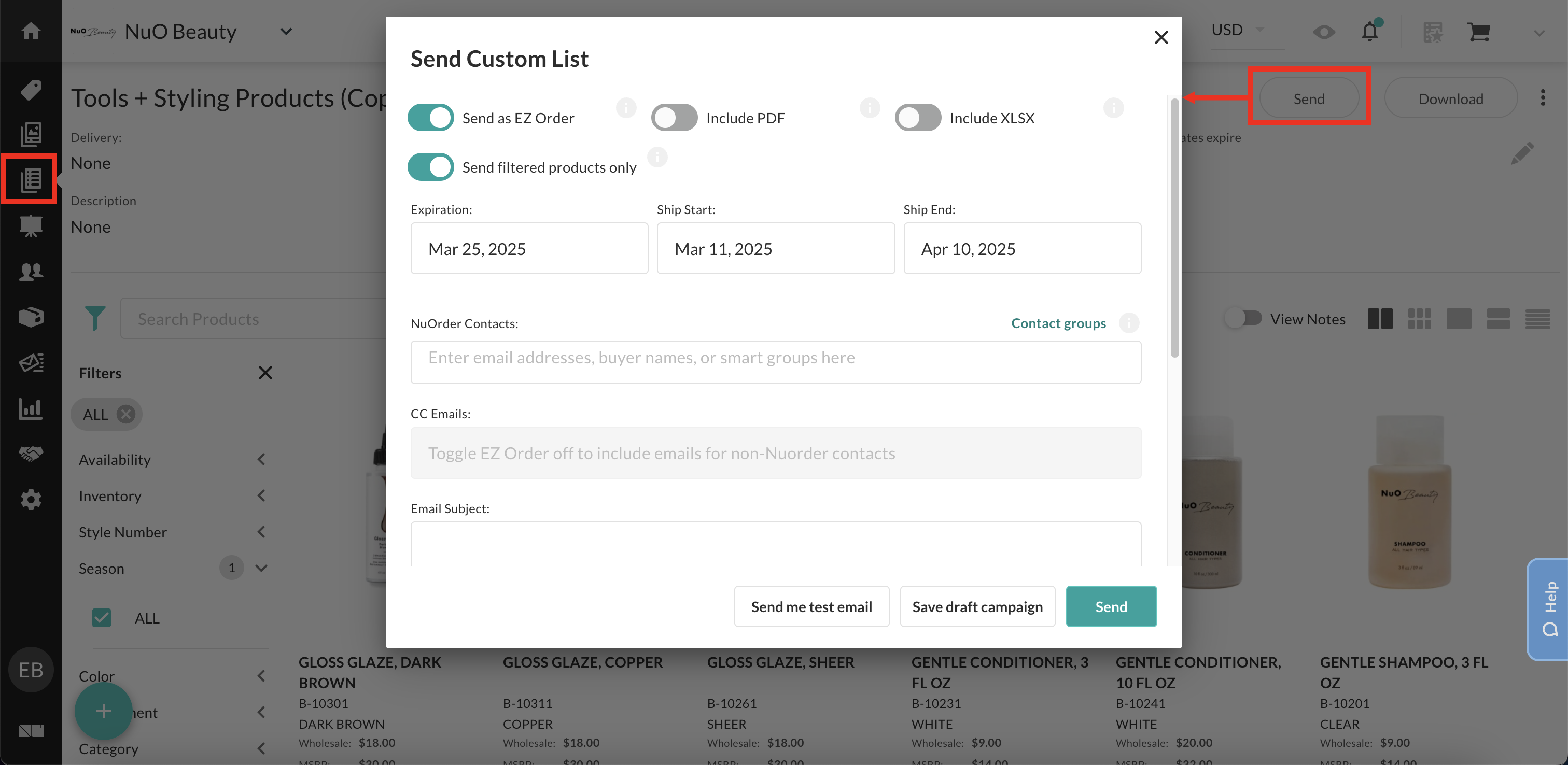Send a custom list.