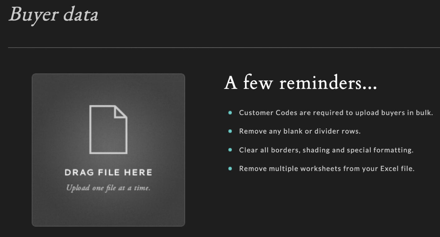 Buyer data screen two.