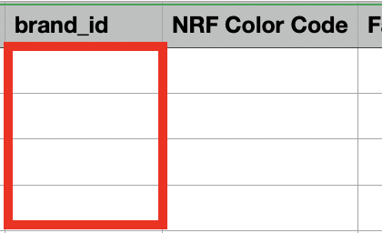 Image of empty cells in the brand_id column.
