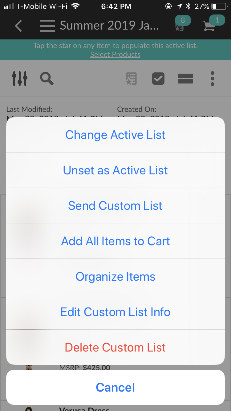 Custom lists screen 3.