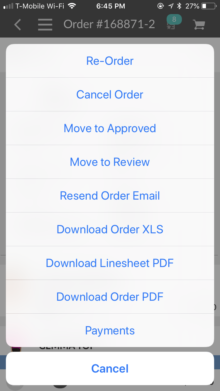 Orders screen 3.