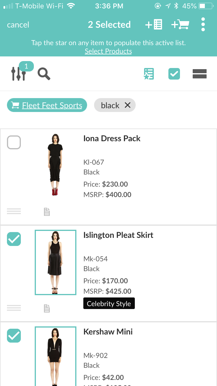 Bulk actions screen 1.