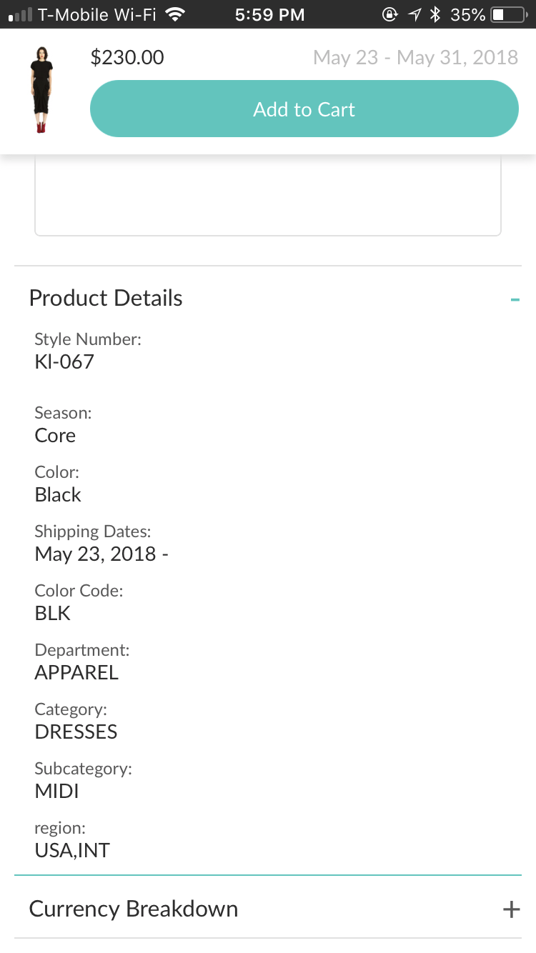Product details screen 3