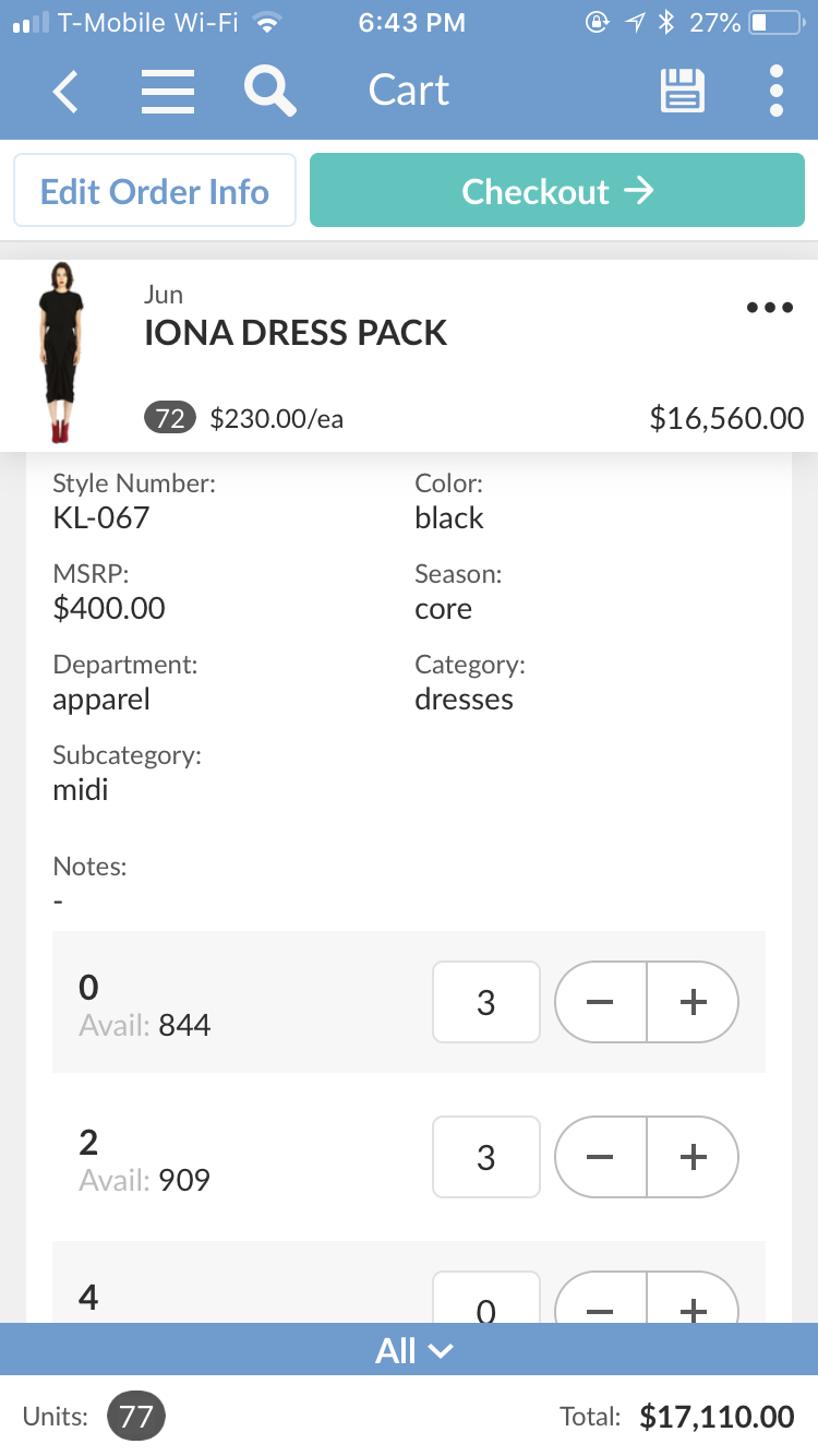 Cart screen 2.