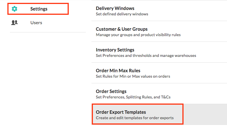 Brand Admin option for Order Export Templates.