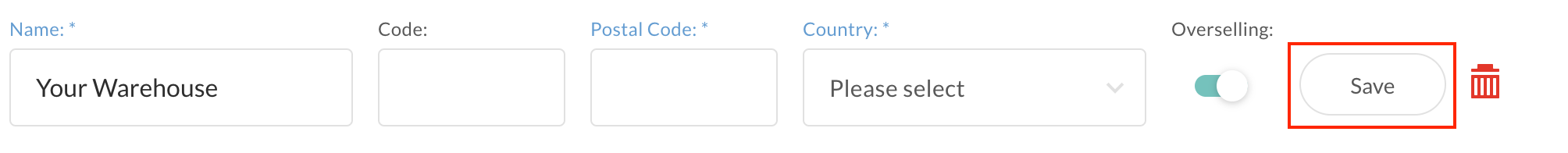 Enter additional information regarding the warehouse.