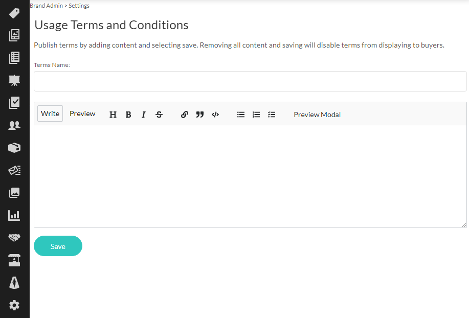 Enter terms and conditions.