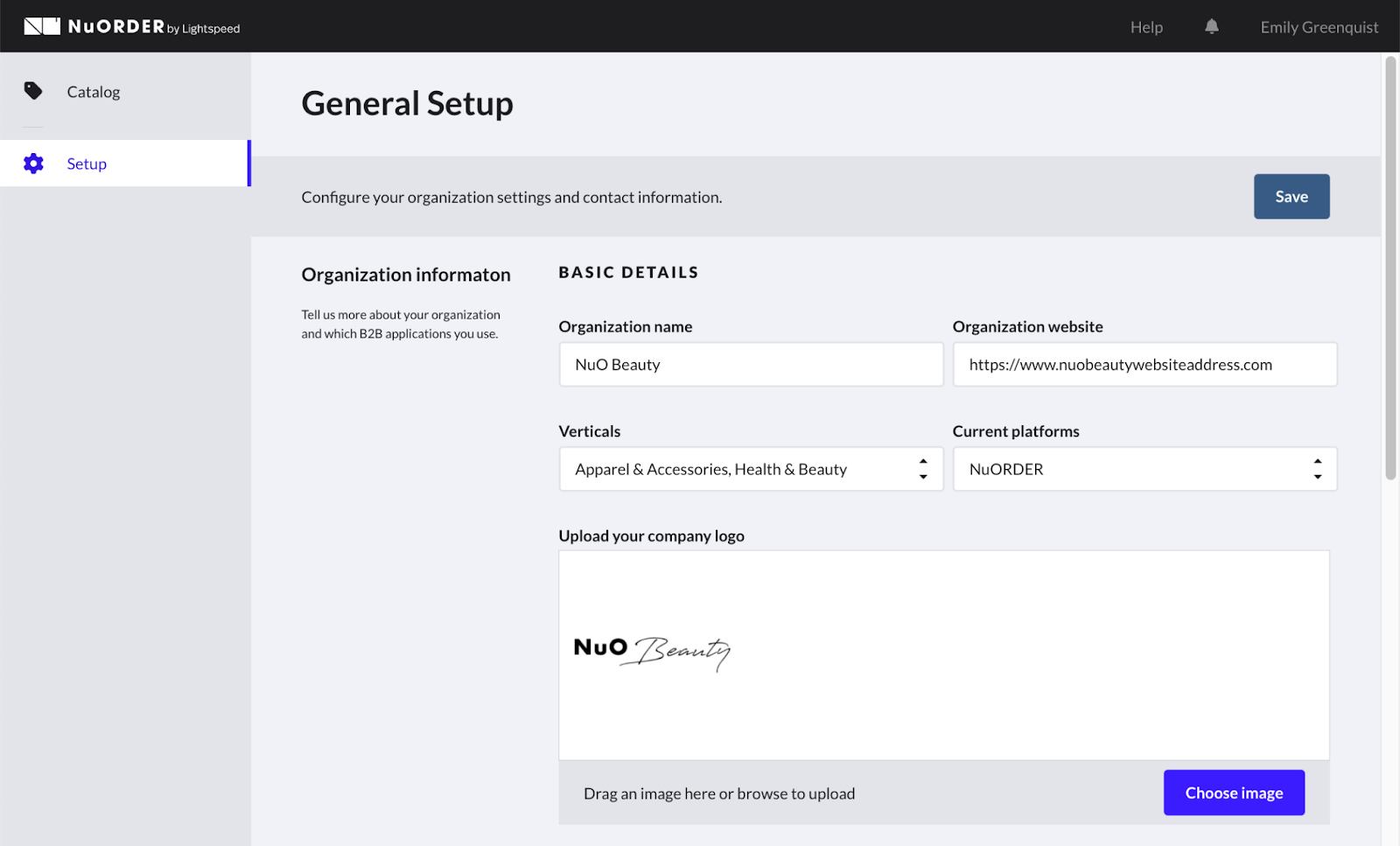 Image of Setup screen.
