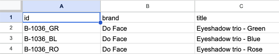 Image of spreadsheet after update.