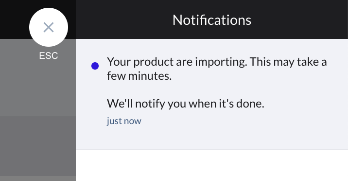 Image of import processing notification.