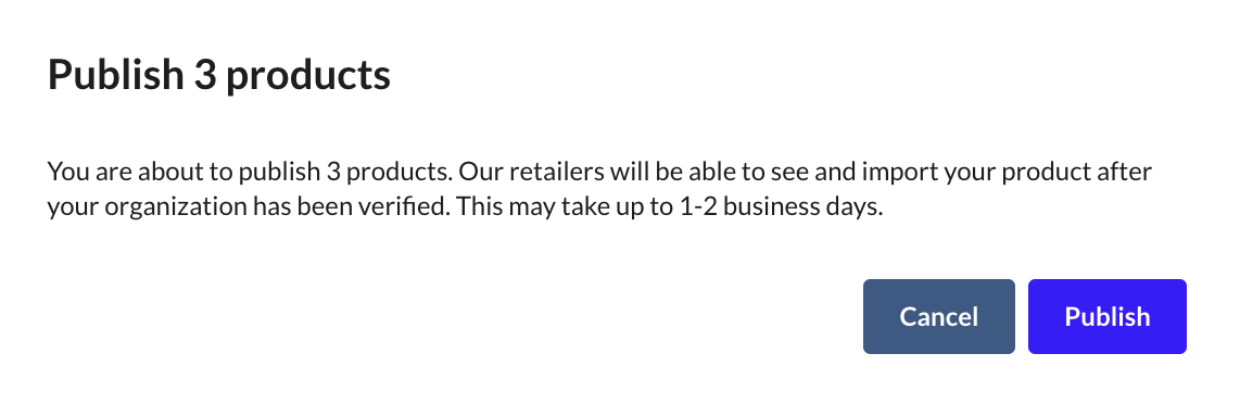 Image of publish confirmation window.