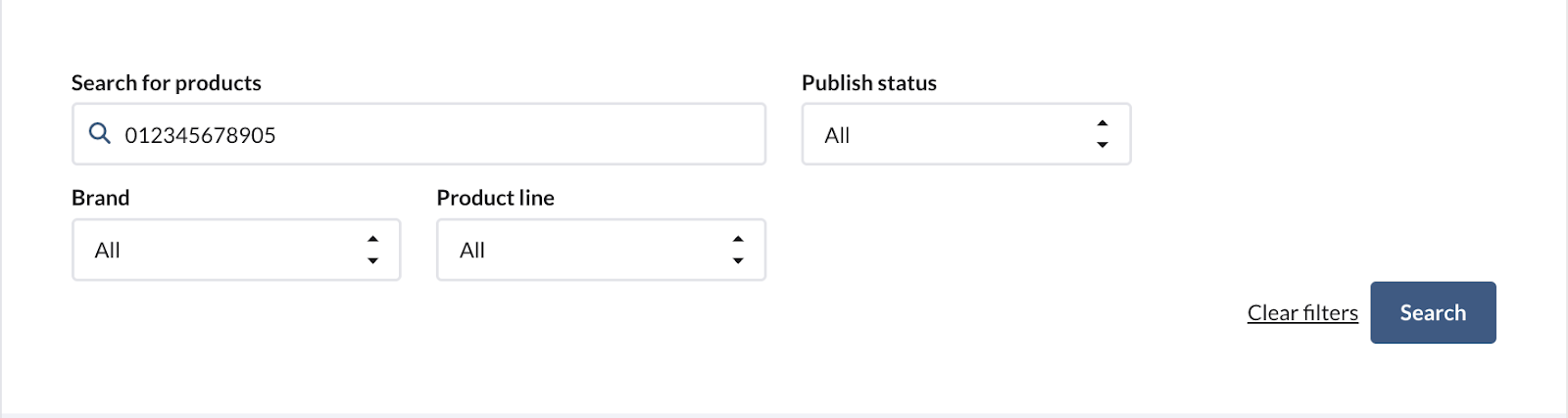 Image of an example product search.