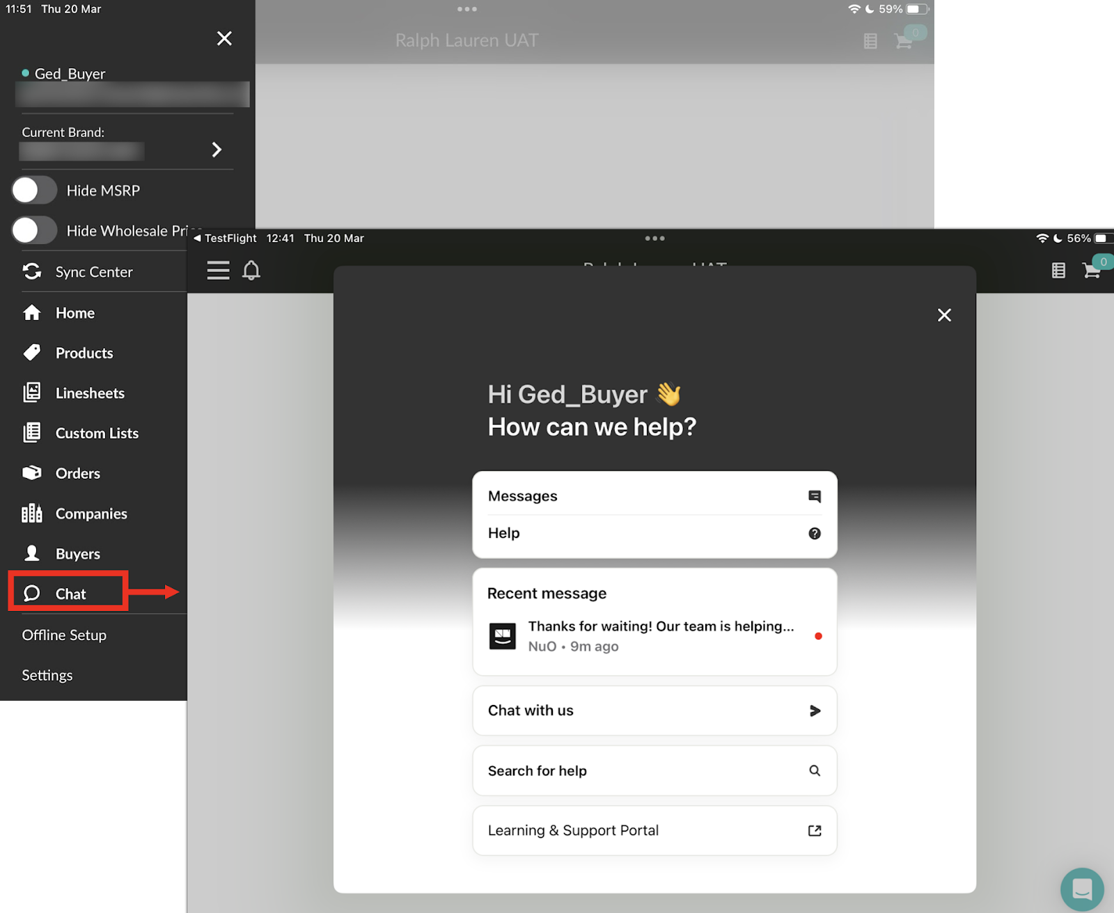 Image of NuO in NuORDER Mobile.