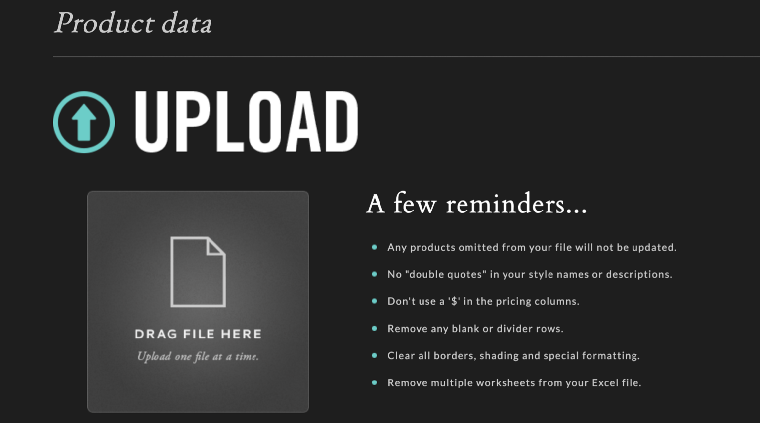 Product data screen two.