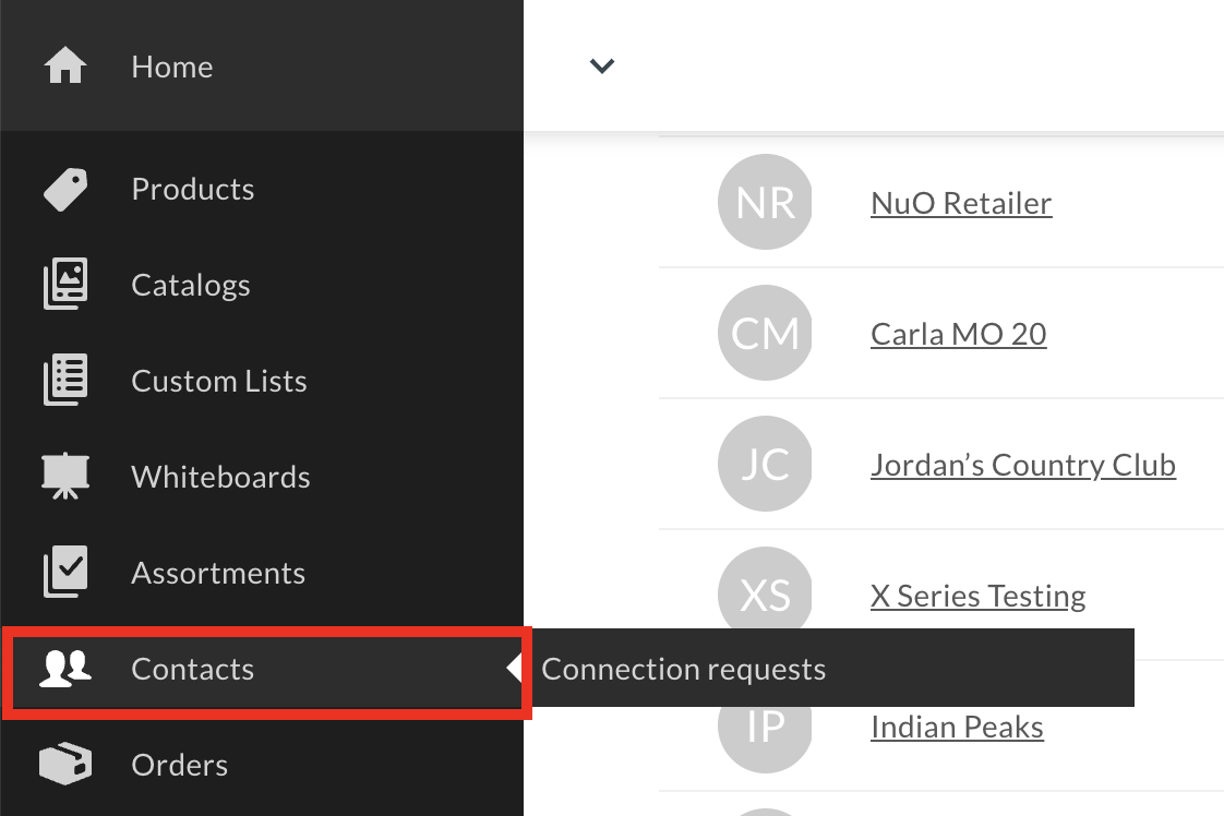 Image of Contacts in the left main menu.