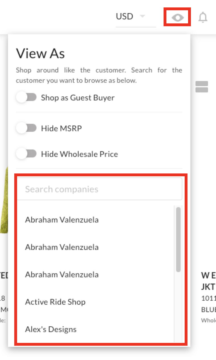 Image of View As options.