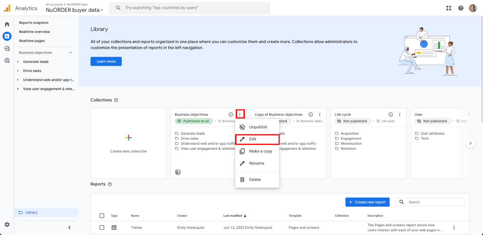 Image of the Edit option.