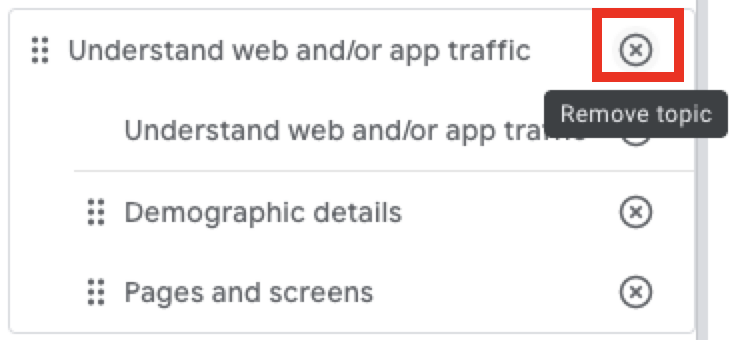 Image of Remove topic option.