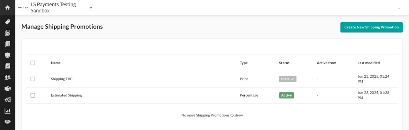 Image of Shipping Promotion page.