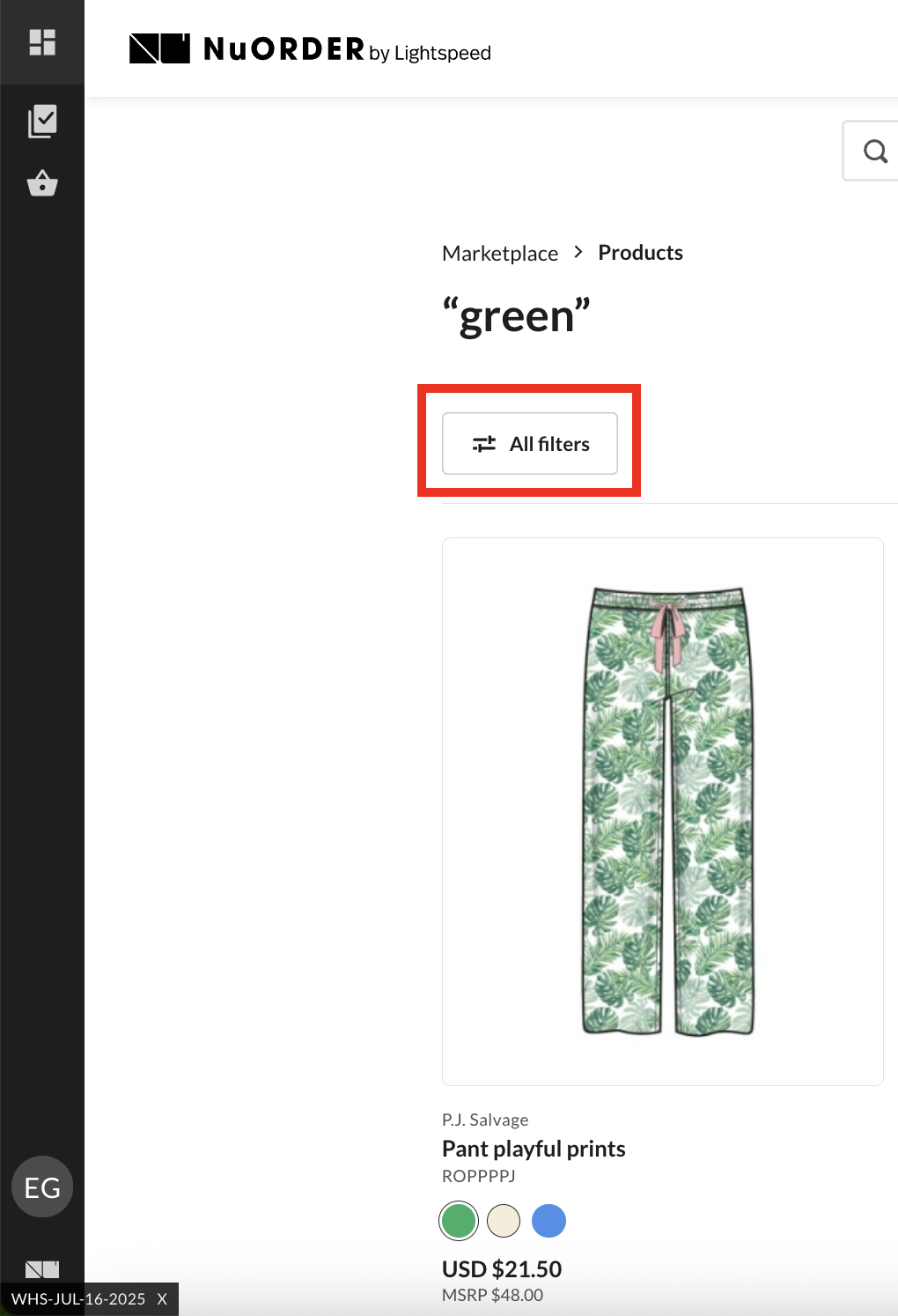 Image of All filters button.